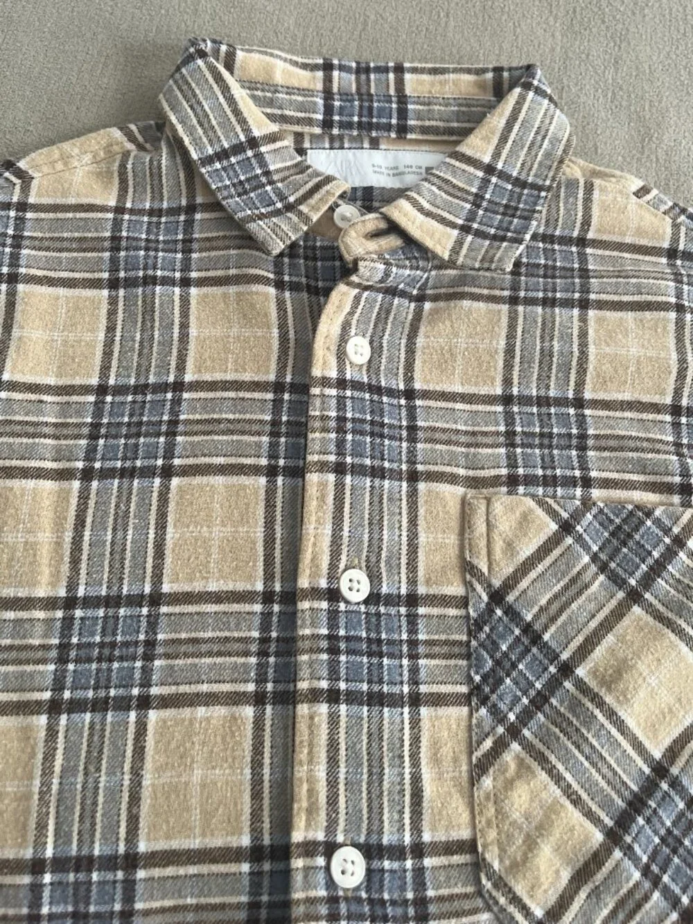 Inditex Zara Boys Multicolor Flannel Plaid Shirt Long Sleeves Size 9-10 Years.